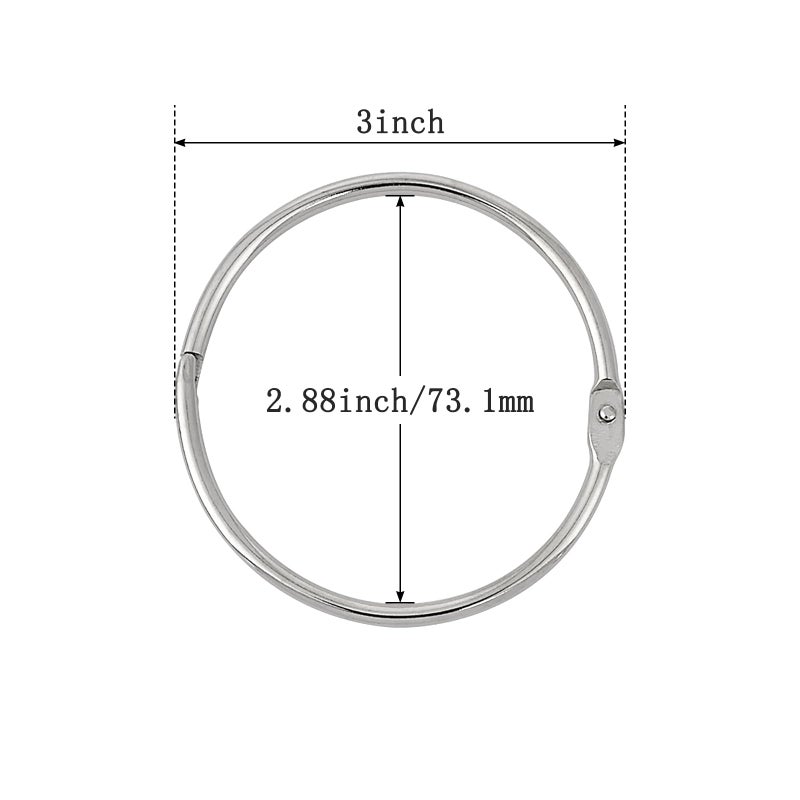 KTOJOY 3 Inch (12 Pack) Loose Leaf Binder Book Rings, with Metal Nickel Plated for Key,and Index Cards, for School, Home, or Office, Silver - Image 2